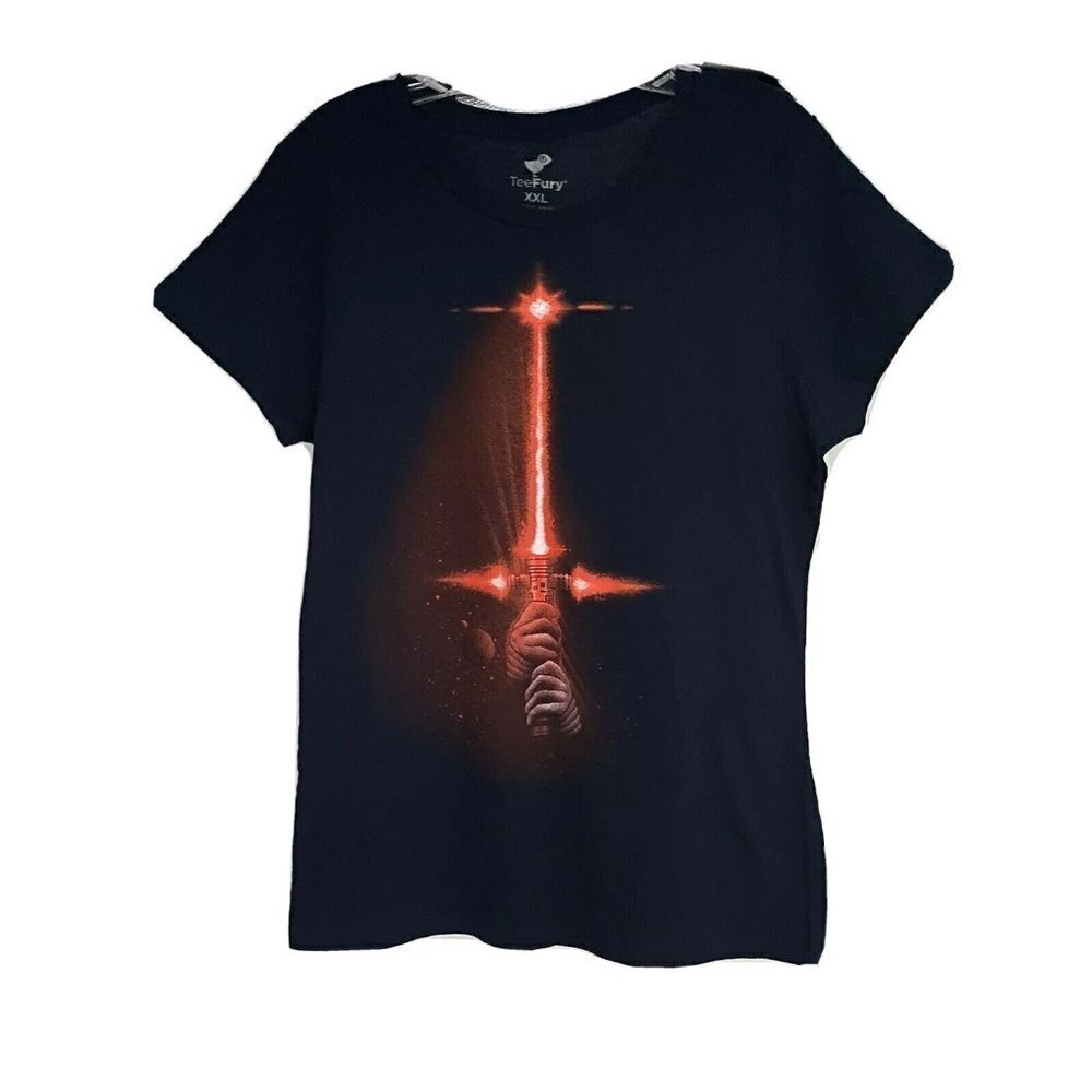 TeeFury Mashup Star Wars Blue Graphic T-Shirt 2XL XXL Stretch Preshrunk Cotton
